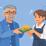 Man tipping waitress