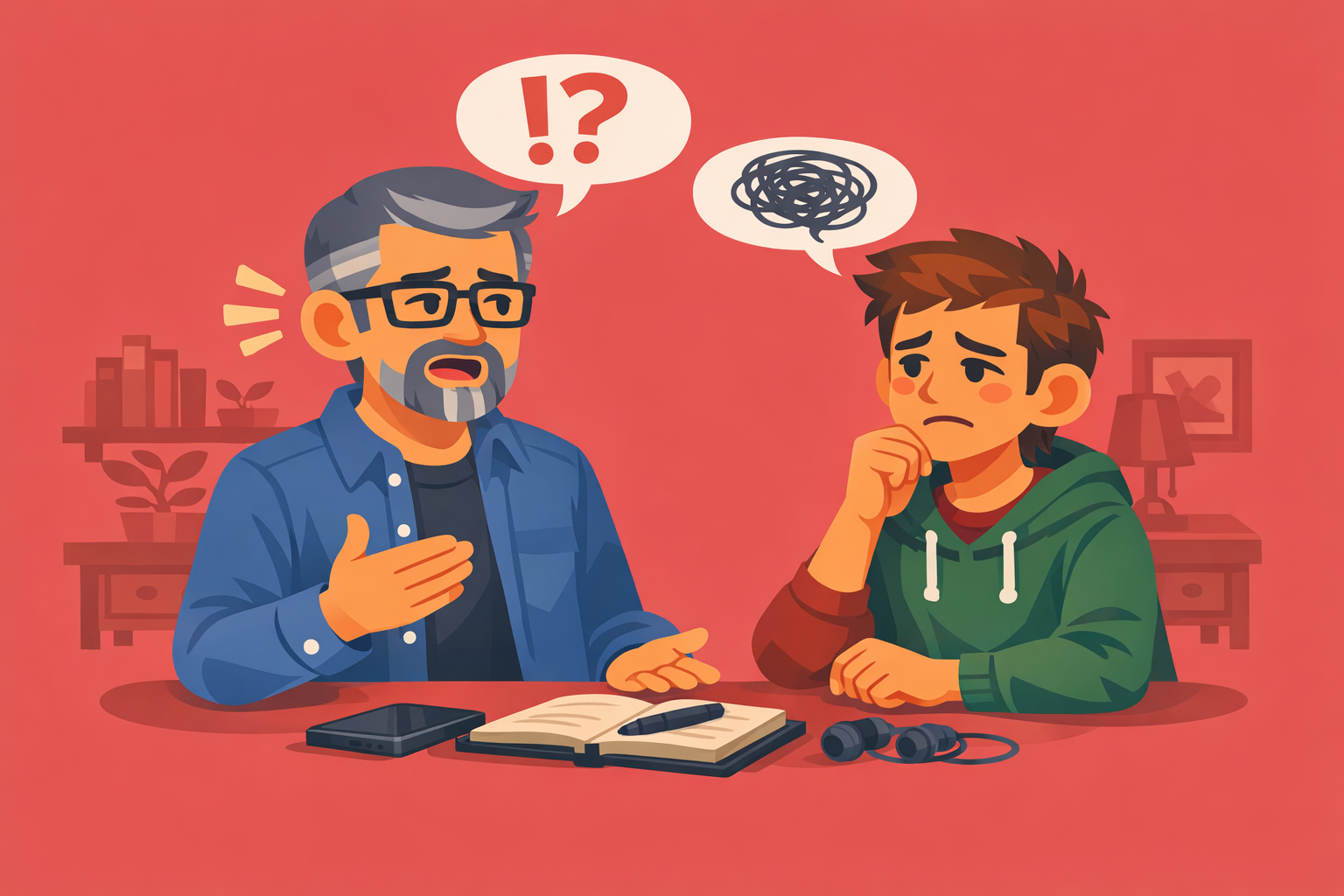 Father and son serio