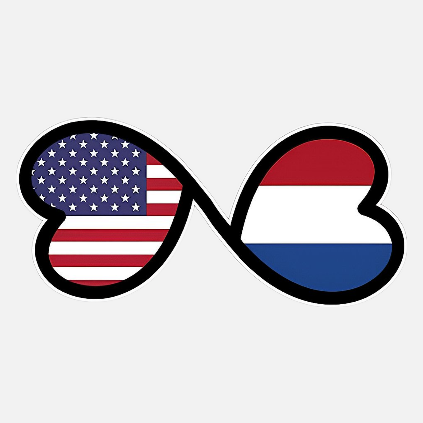 Dutch American Infinity Hearts Bumper Flags